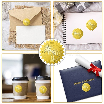 34 Sheets Self Adhesive Gold Foil Embossed Stickers DIY-WH0509-047-1