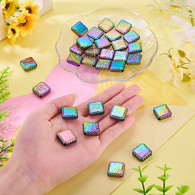 30Pcs Rainbow Iridescent Printed Opaque Acrylic Beads OACR-TA0001-73B-1