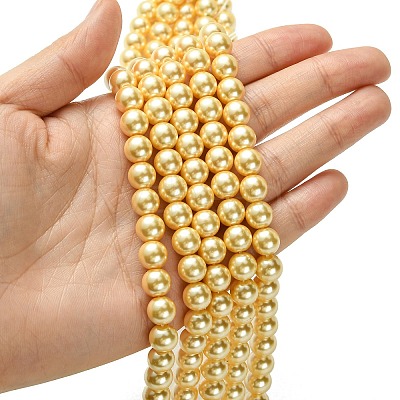 Eco-Friendly Glass Pearl Beads Strands HY-A008-8mm-RB072-1