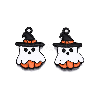 Halloween Theme Spray Painted Alloy Enamel Pendants ENAM-T020-09F-1