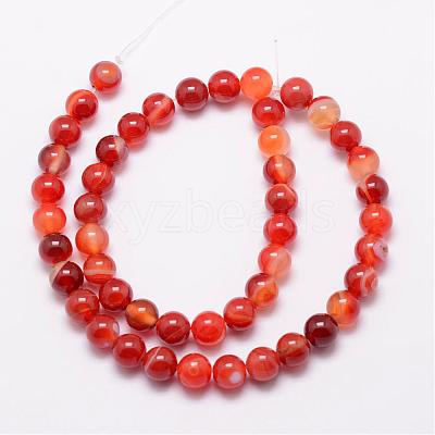 Natural Striped Agate/Banded Agate Bead Strands G-K166-13-8mm-1