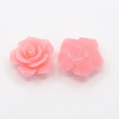 Synthetic Coral 3D Flower Rose Beads CORA-A005-14mm-06-1