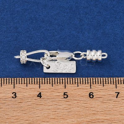 Brass Micro Pave Clear Cubic Zirconia Lobster Claw Clasp KK-C076-07S-1
