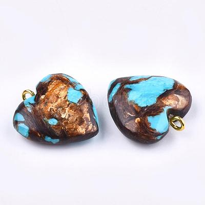 Assembled Bronzite and Synthetic Turquoise Pendants X-G-T111-04C-1