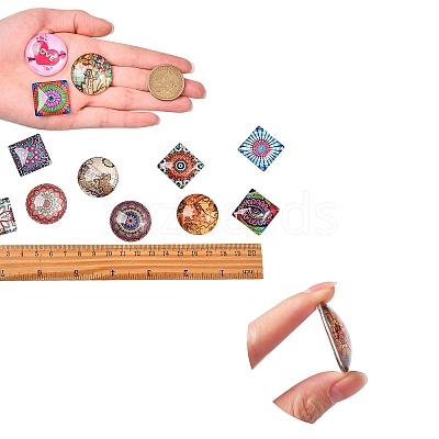 4Sets 4 Styles Glass Cabochons GGLA-SZ0001-22-1