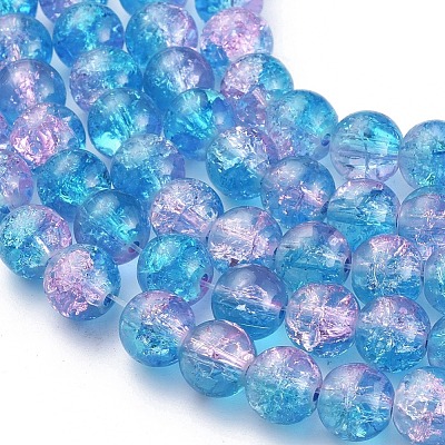 Spray Painted Crackle Glass Beads Strands CCG-Q001-8mm-19-1