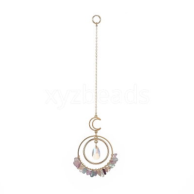 Glass Teardrop Window Hanging Suncatchers HJEW-JM00899-1