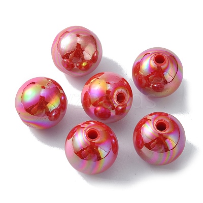 Pearlized Plastic Round Beads KY-WH0004-06I-1