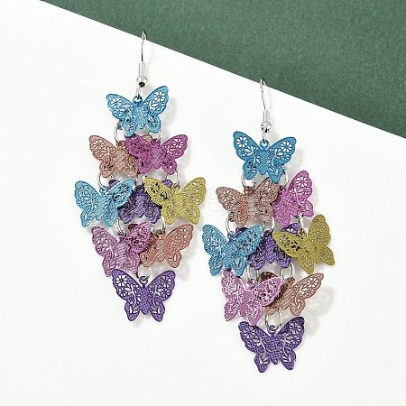 430 Stainless Steel Butterfly Dangle Earrings EJEW-A137-05P-01-1