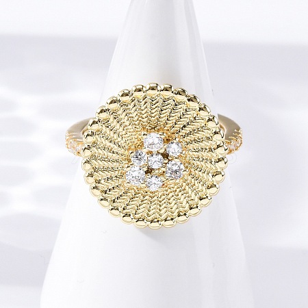 Brass Micro Pave Clear Cubic Zirconia Cuff Rings RJEW-M066-03G-01-1