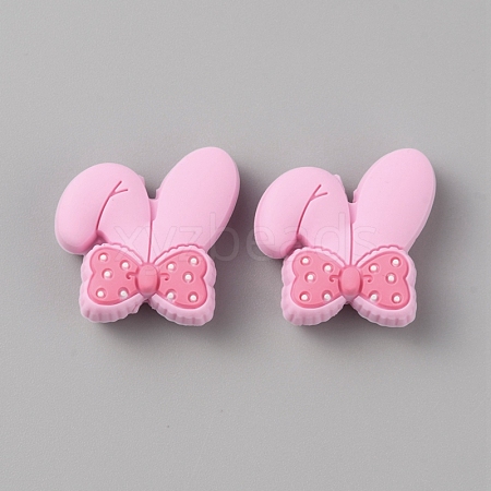 Rabbit with Bowknot Food Grade Eco-Friendly Silicone Beads SIL-WH0018-008H-1