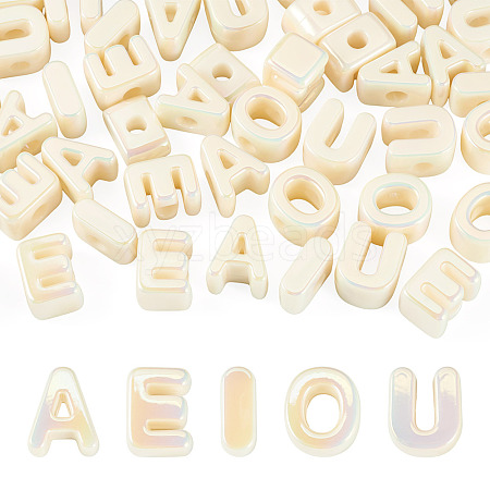 50Pcs 5 Styles UV Plating Opaque Acrylic Beads PACR-TA0001-31A-1