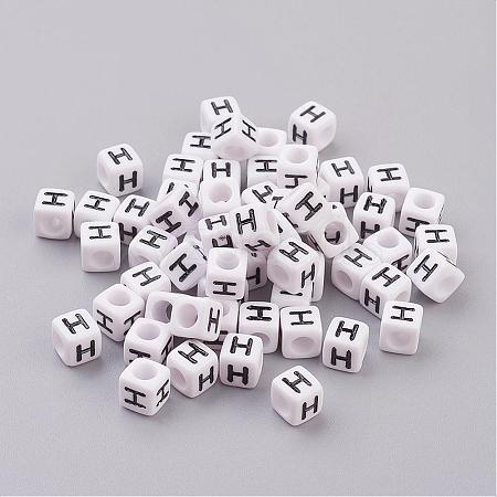 Acrylic Horizontal Hole Letter Beads PL37C9308-H-1