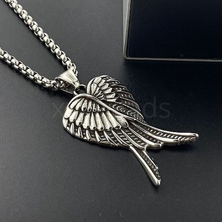 Stylish Stainless Steel Angel Wings Pendant Necklaces PX2021-1