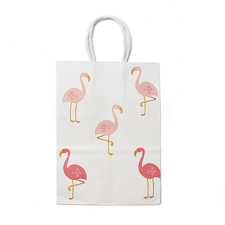 Flamingo Printed Kraft Paper Tote Bags ABAG-B006-01-1