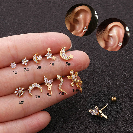 Brass Micro Pave Clear Cubic Zirconia Cartilage Earrings for Women WG50079-12-1