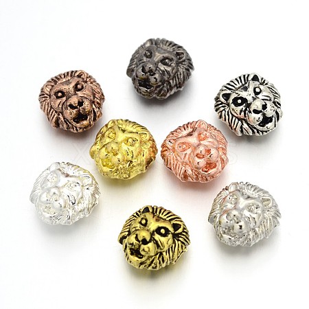 Tibetan Style Alloy Lion Head Beads TIBEB-E073-01-1