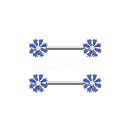 304 Stainless Steel Enamel Flower Nipple Barbells WG20A72-03-1