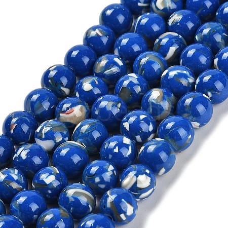 Assembled Synthetic Stone and Trochus Shell Beads Strands G-B128-08C-05-1