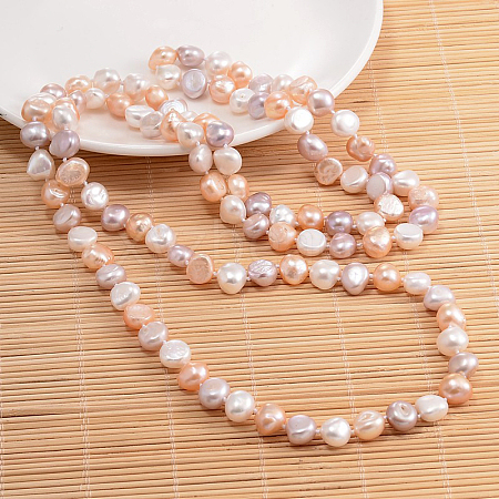 Natural Pearl Nuggets Beaded Necklace NJEW-P126-A-01C-01-1