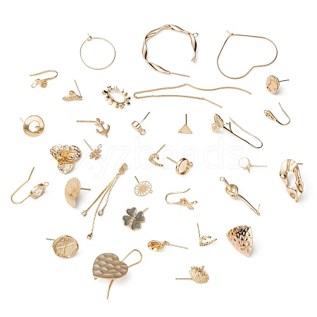 Random Mixed Brass Earring Hooks & Earring Stud KK-MSMC016-03-1