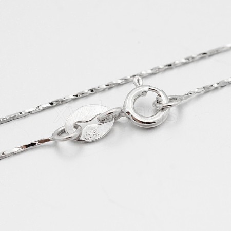 Anti-Tarnish Rhodium Plated 925 Sterling Silver Boston Link Chain Necklaces STER-M086-17B-1