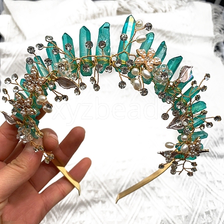 Natural Electroplated Crystal Hair Bands PW-WG7316B-13-1