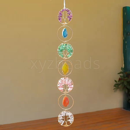 Tree of Life Natural Gemstone Chips & Agate Pendant Decorations PW-WGAF9E8-01-1