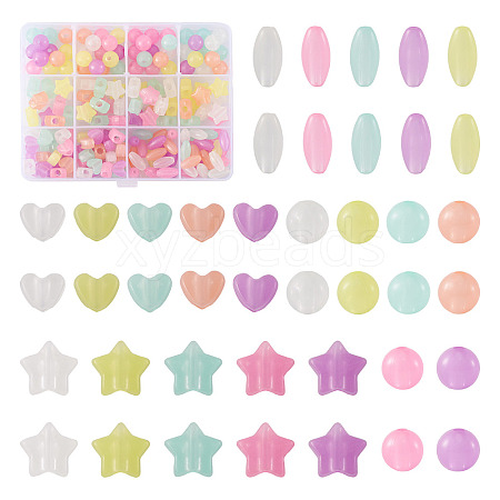 200Pcs 4 Style Luminous Acrylic Beads TACR-FS0001-02-1