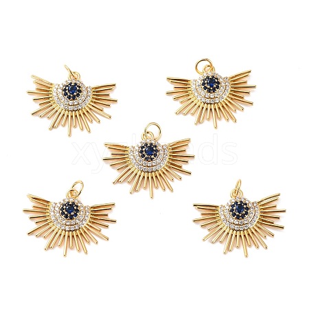 Brass Micro Pave Cubic Zirconia Pendants ZIRC-P092-006G-RS-1