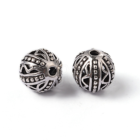 Tibetan Style Alloy Round Beads X-TIBEP-66506-AS-NR-1