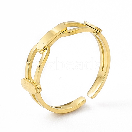 Ion Plating(IP) 304 Stainless Steel Cuff Ring for Women RJEW-C060-40G-1