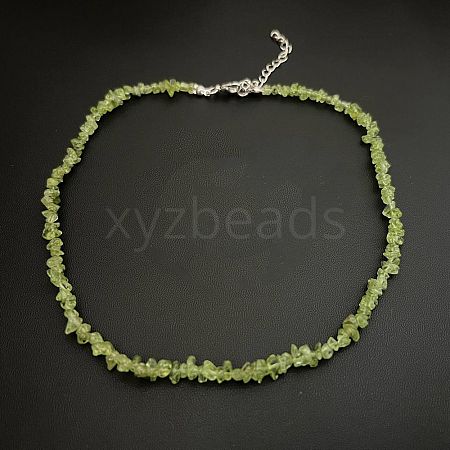 Natural Peridot Chip Beaded Necklaces for Women IW6789-7-1