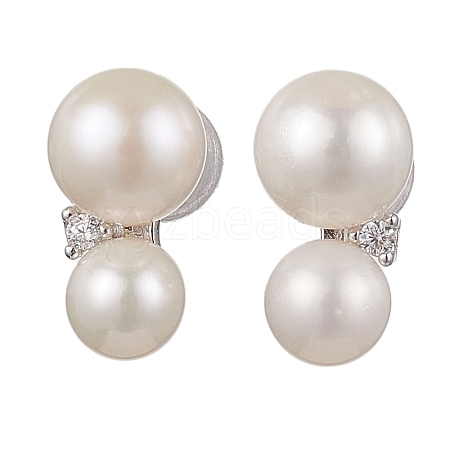 Natural Pearl Ear Studs EJEW-P286-24P-1