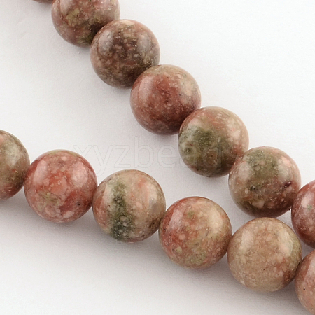 Natural Unakite Gemstone Round Bead Strands G-R289-10mm-1