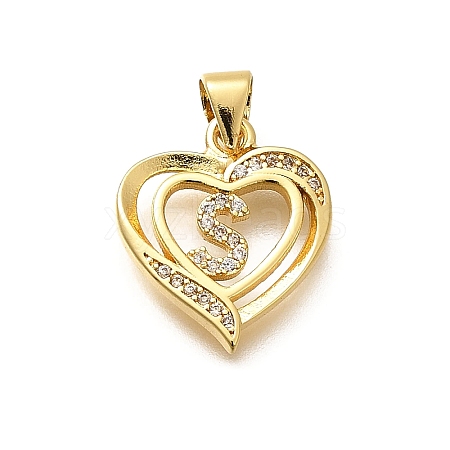 Rack Plating Brass Micro Pave Cubic Zirconia Pendants KK-L226-101G-S-1