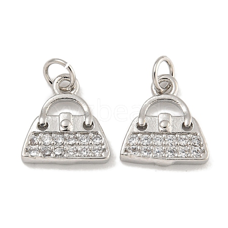 Rack Plating Brass Micro Pave Clear Cubic Zirconia Charms KK-U030-10P-1