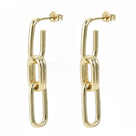 Brass Dangle Stud Earrings EJEW-S201-225G-NF-1