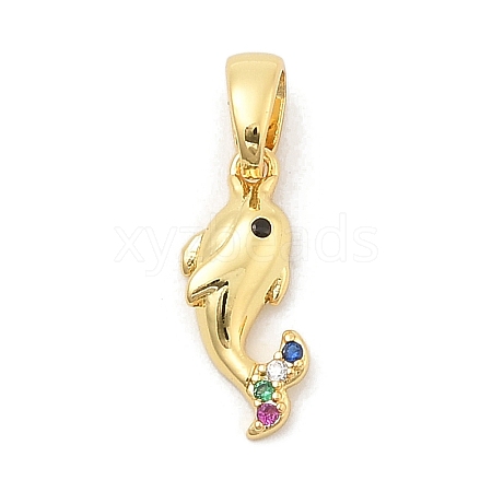 Rack Plating Leaf Brass Clear Cubic Zirconia Pendants KK-S407-13G-C-1