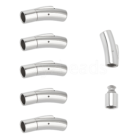 6Pcs Column 304 Stainless Steel Bayonet Necklace Clasps STAS-UN0059-09-1