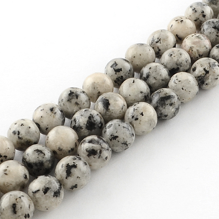 Dyed Natural Sesame Jasper Round Beads Strands G-R342-6mm-15-1