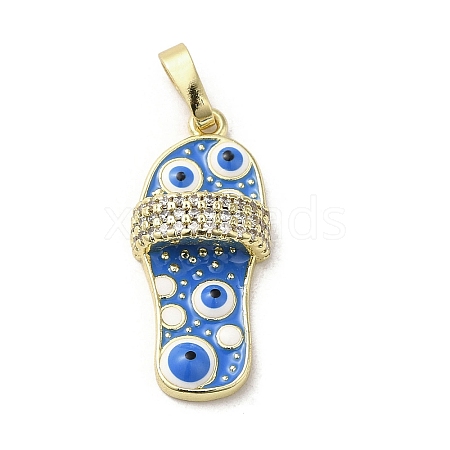 Brass Micro Pave Cubic Zirconia Pendants KK-E092-18G-02-1