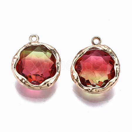 Two-Tone Faceted Glass Charms X-GLAA-S193-032C-1