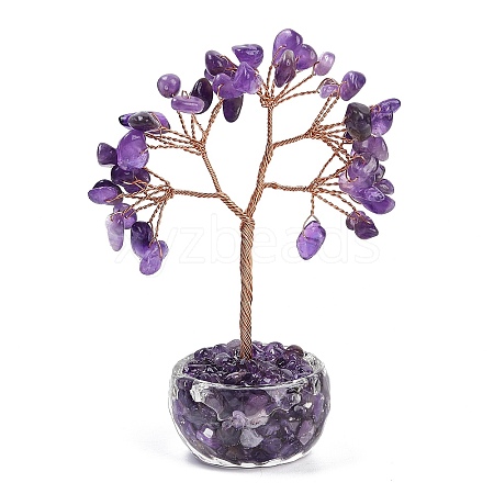 Natural Amethyst Chips Tree of Life Decorations DJEW-B013-01D-1