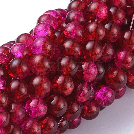 Spray Painted Crackle Glass Beads Strands CCG-Q002-8mm-08-1