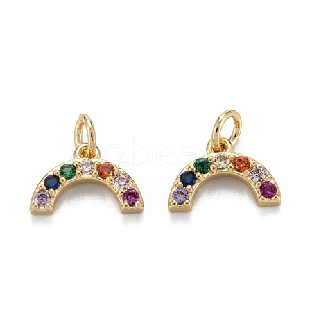 Brass Colourful Cubic Zirconia Charms ZIRC-C024-12G-1