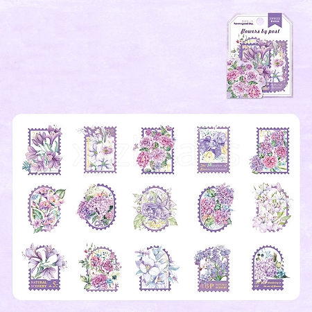 30Pcs 15 Styles Flower Theme PET Sticker PW-WG7DAE2-04-1