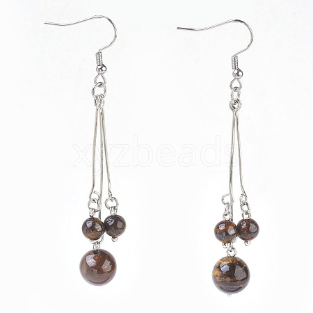 Natural Tiger Eye Dangle Earrings EJEW-JE02813-08-1