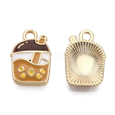 Light Gold Plated Alloy Enamel Pendants ENAM-T009-75A-RS-1