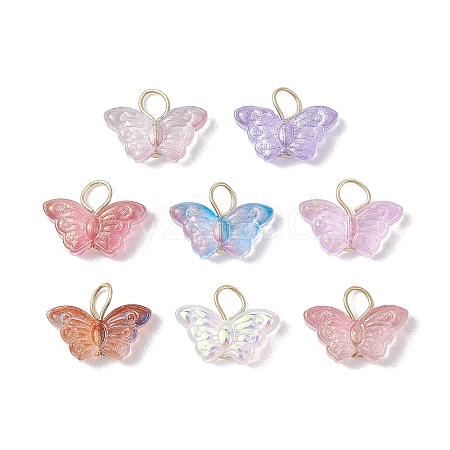 20Pcs Transparent Spray Painted Glass Pendants PALLOY-JF03135-1